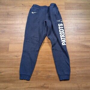 Nike Joggers Pants Men Large Blue Tapered Sweats Fleece New England Patriots